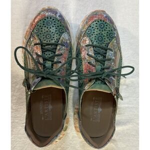L'Artiste Spring Step Jazzie Lace Up Sneakers Boho Turquoise Floral Women's 37